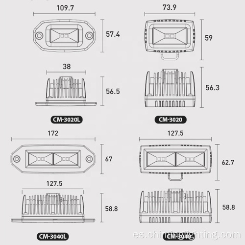 luz de trabajo retráctil cuadrada de 5 &quot;40w